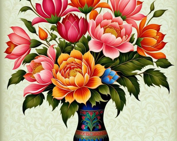 Vibrant Bouquet of Flowers in Decorative Vase