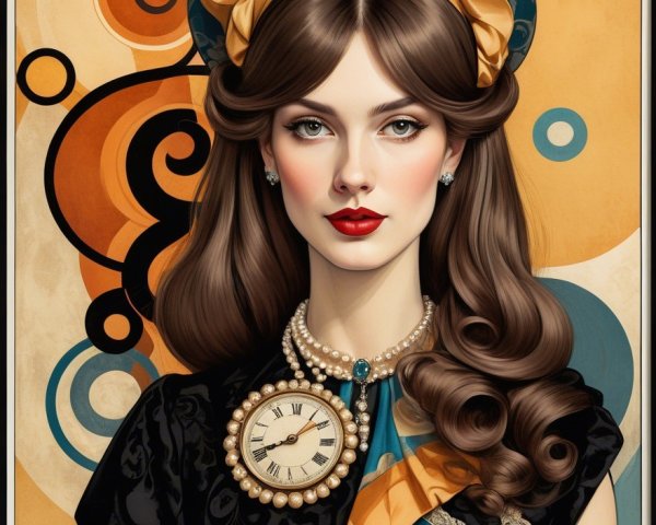 Stylish Woman in Vibrant Dress with Elegant Accessories