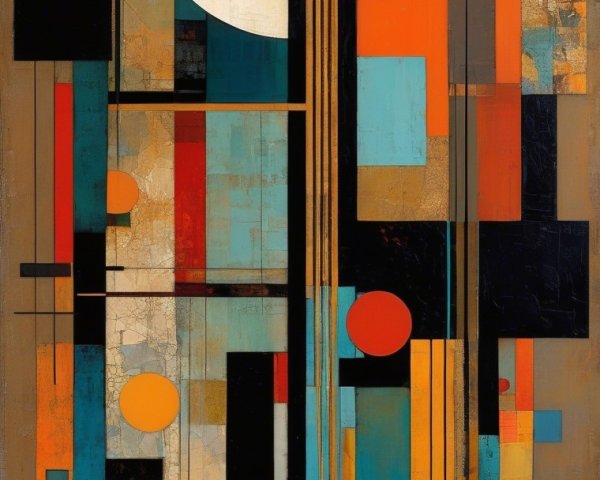 Vibrant Abstract Artwork with Geometric Shapes and Colors