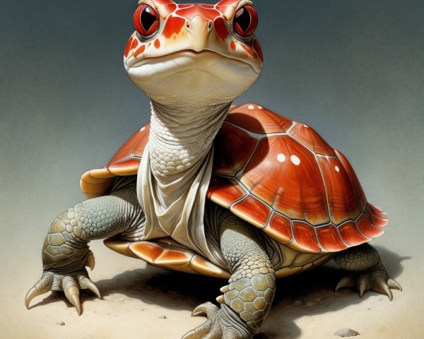 Whimsical Turtle with Colorful Shell in Sandy Setting