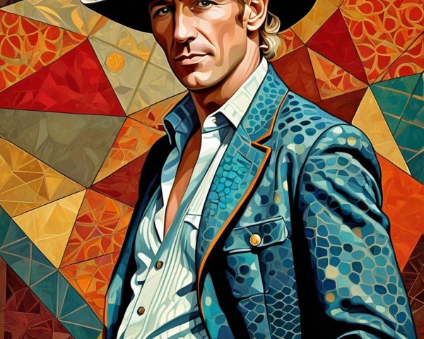 Stylized Portrait of a Confident Man in Cowboy Hat