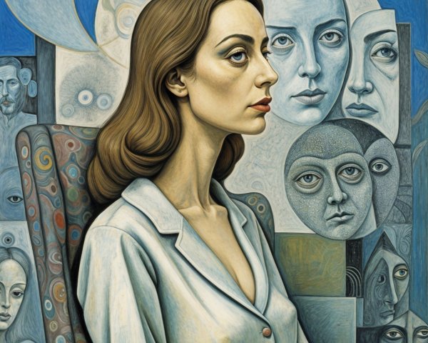 Portrait of a Woman in Profile with Abstract Background