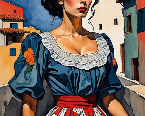Confident Woman in Vibrant Traditional Outfit