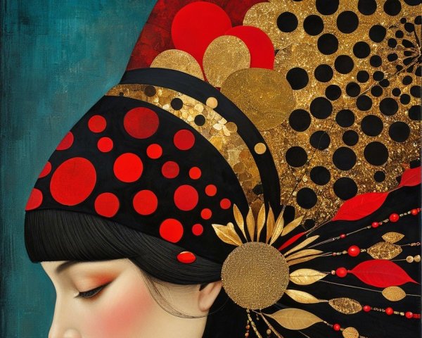 Profile of a Woman with Elaborate Headdress Design