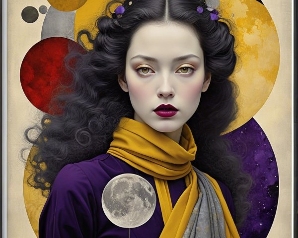 Portrait of a Young Woman in Surreal Fantasy Setting