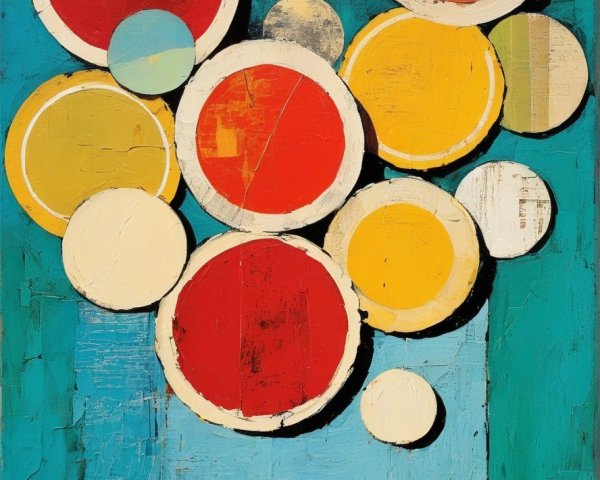 Abstract Painting with Textured Background and Circles