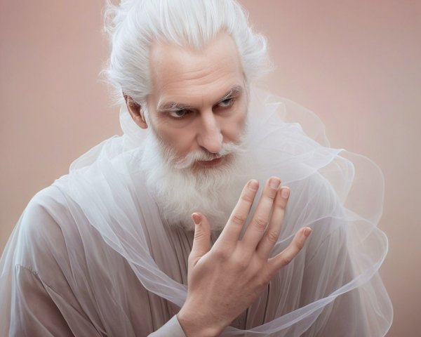 High detail portrait of a man with white hair and beard