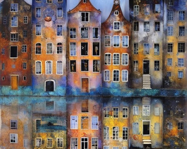 Colorful Historic Buildings Along a Tranquil Waterway