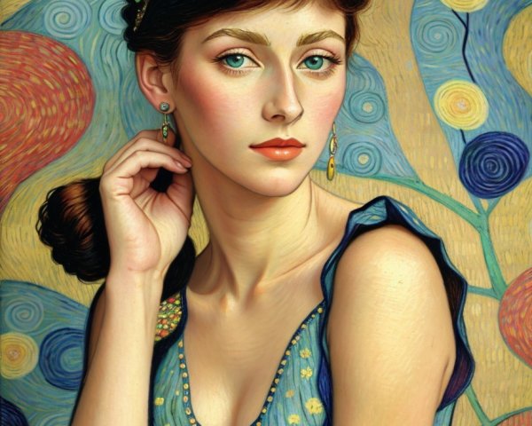Portrait of a Young Woman with Blue Eyes and Updo