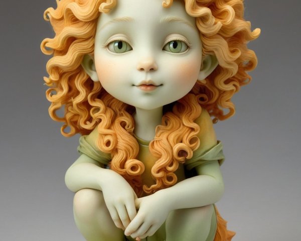 Whimsical Stylized Figure of a Young Girl