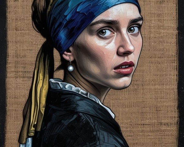 Portrait of a Woman in Headscarf with Pearl Earring