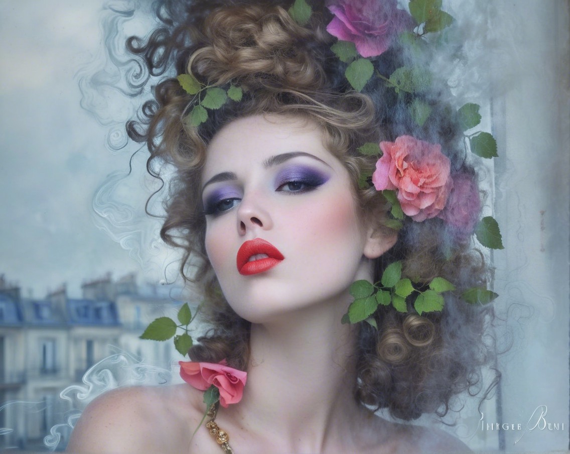 Dreamy Portrait of a Woman with Floral Accents