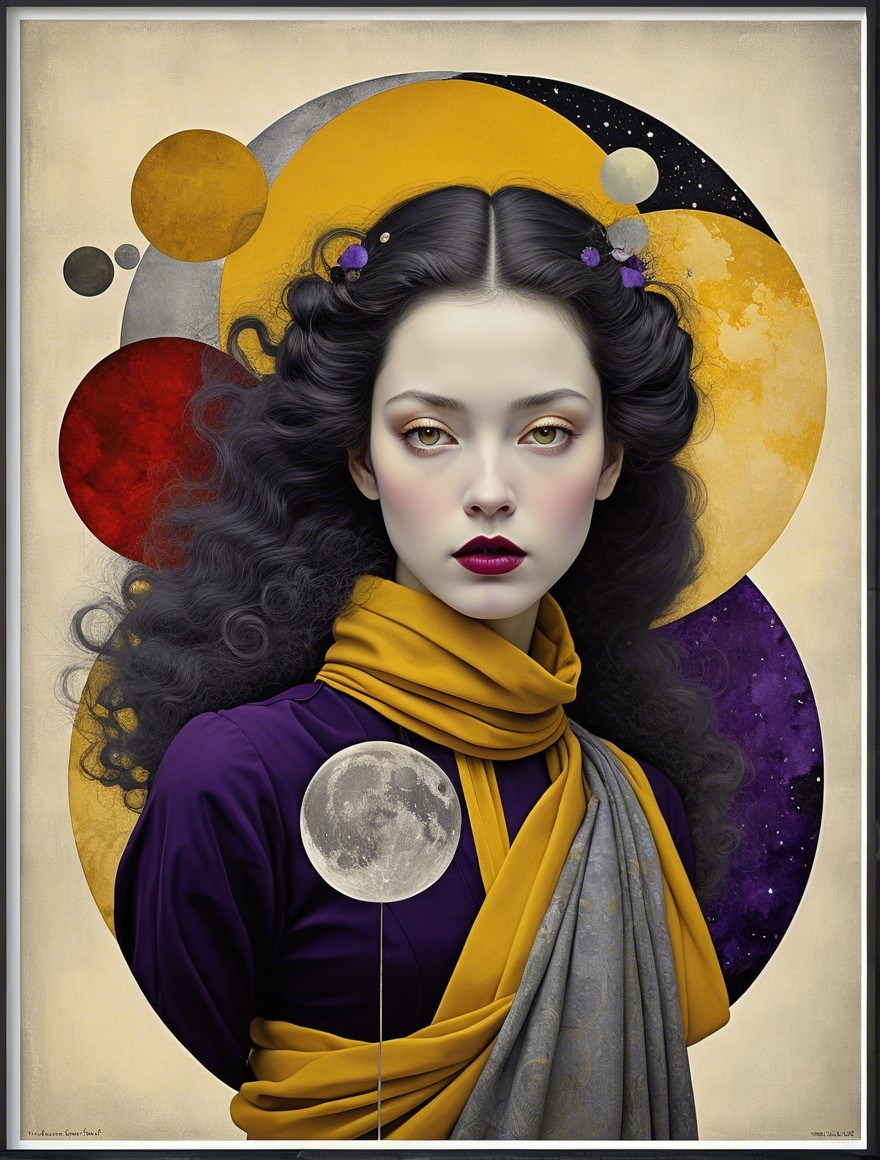 Portrait of a Young Woman in Surreal Fantasy Setting