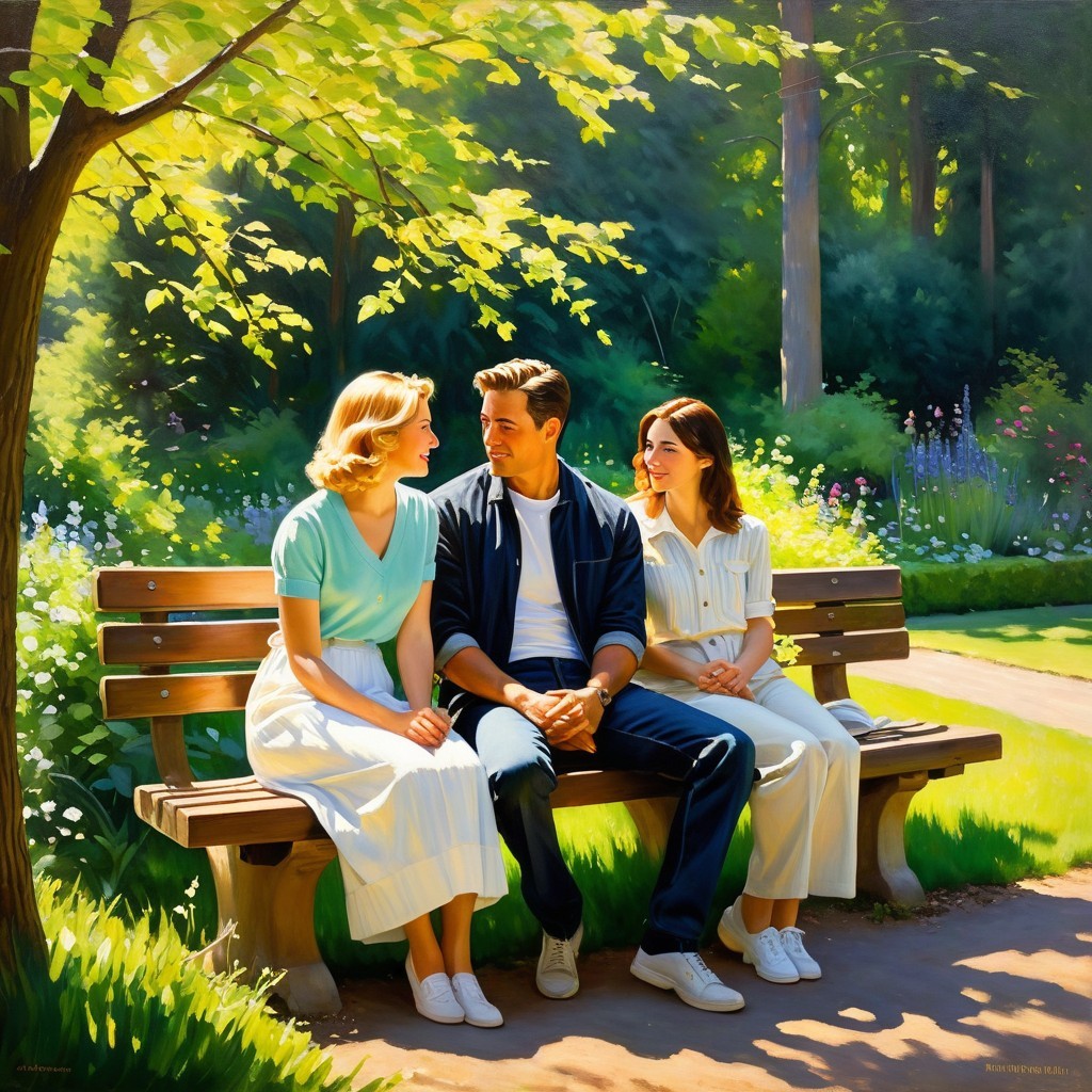 Cheerful Park Conversation Among Friends in Nature
