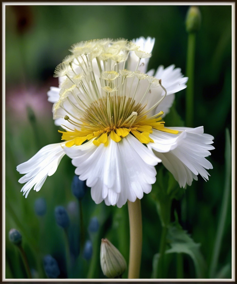 Vibrant White Flower with Golden Center and Greenery