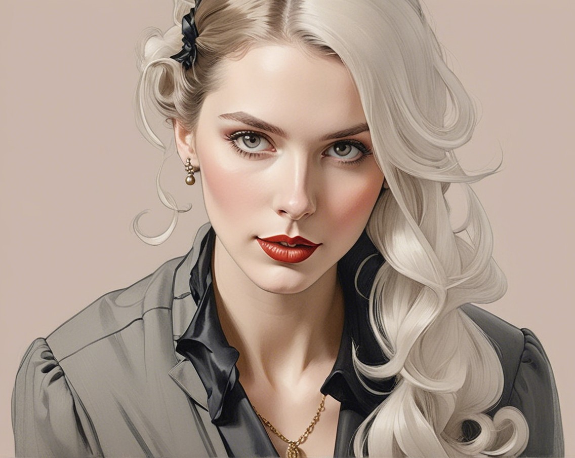 Elegant Portrait of a Woman with Platinum Blonde Hair