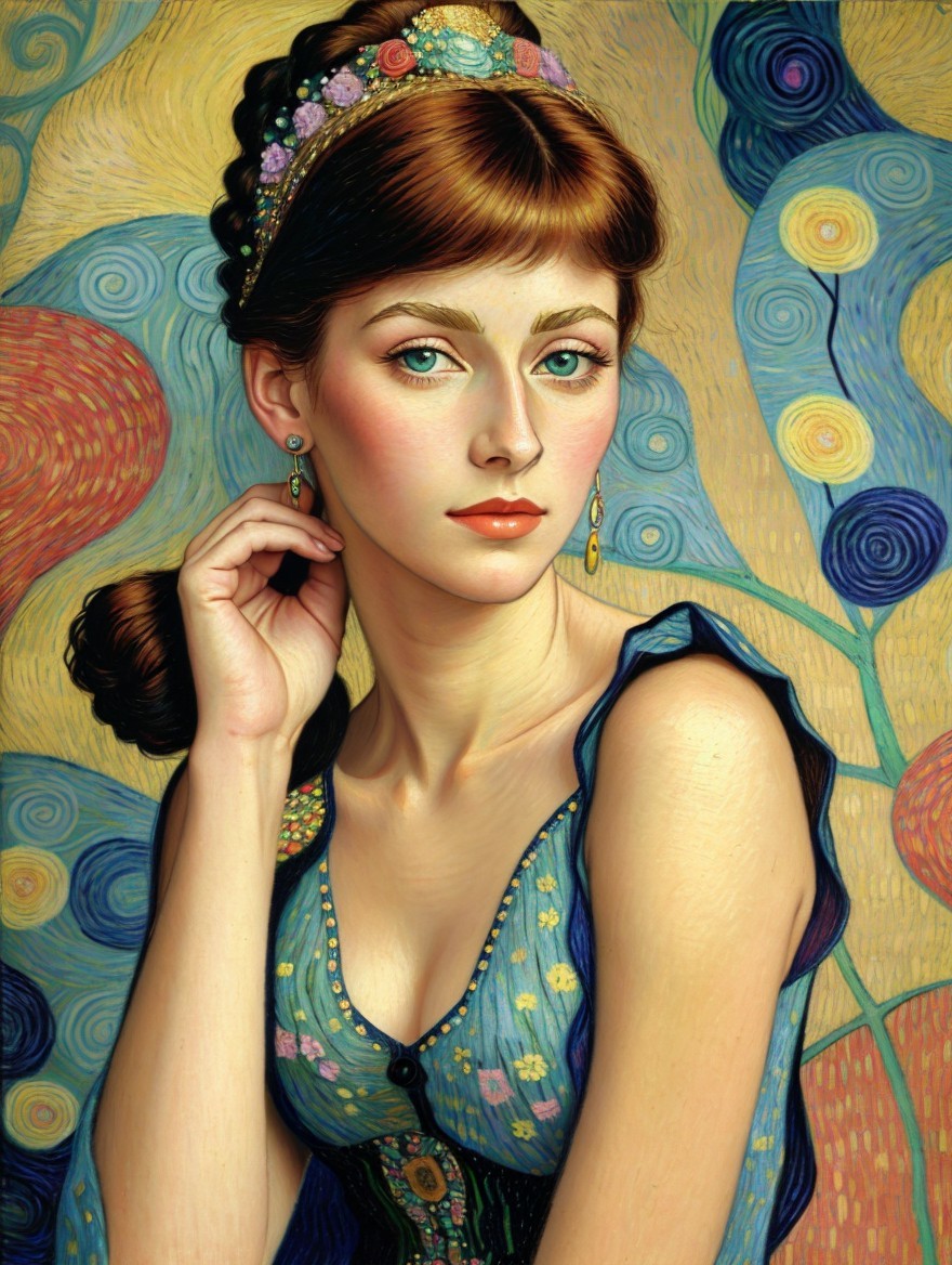Portrait of a Young Woman with Blue Eyes and Updo