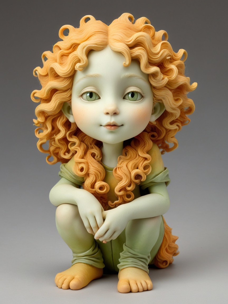 Whimsical Stylized Figure of a Young Girl