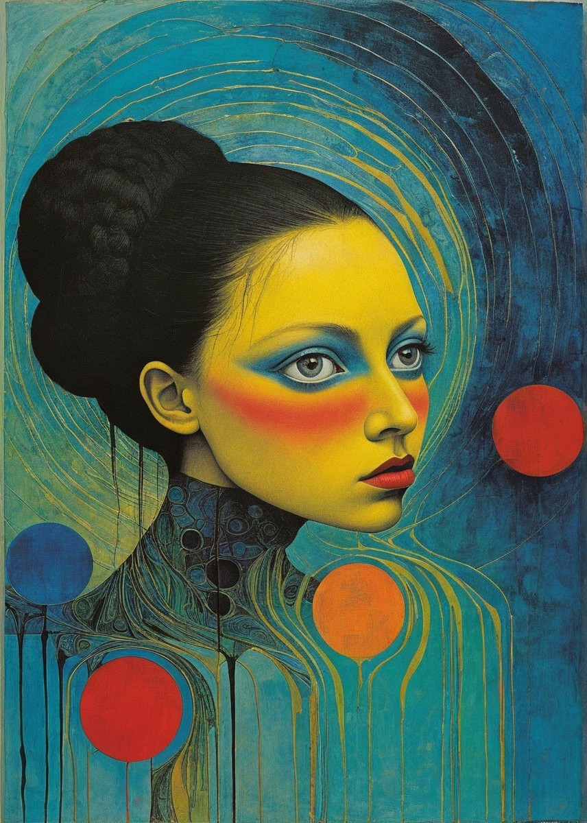 Stylized portrait of a woman in vivid colors