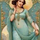 Ethereal figure with wings and vibrant dawn colors