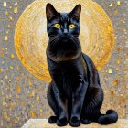 Black Cat and Orange Tabby in Vintage Artwork