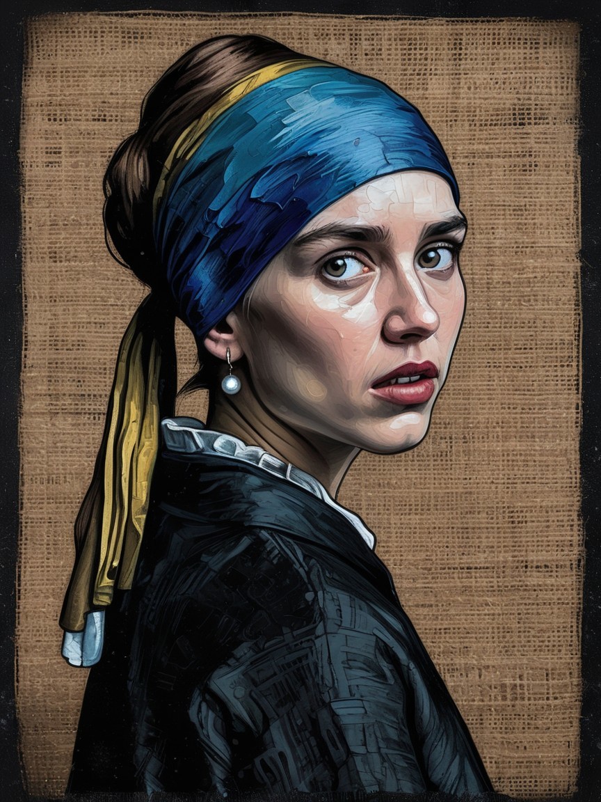 Portrait of a Woman in Headscarf with Pearl Earring