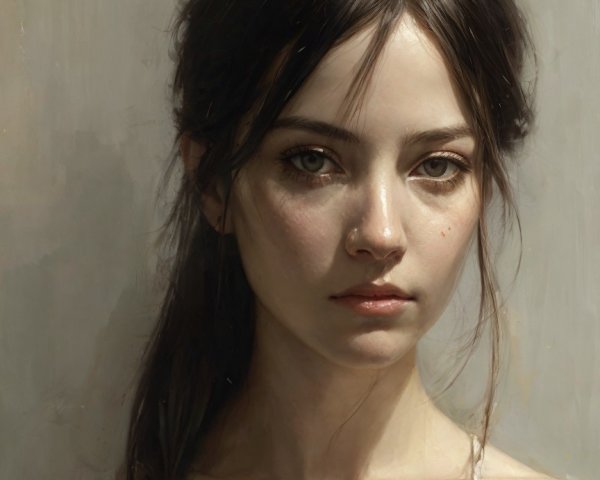 Young woman with long dark hair and expressive eyes