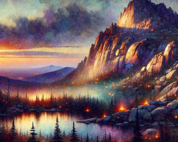 Majestic Mountains and Twilight Landscape Reflection