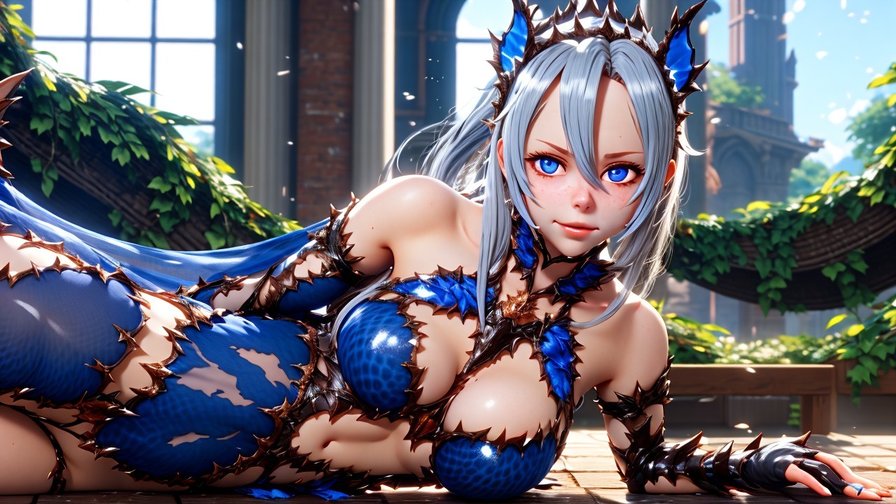 Fantastical Character in Intricate Blue Attire