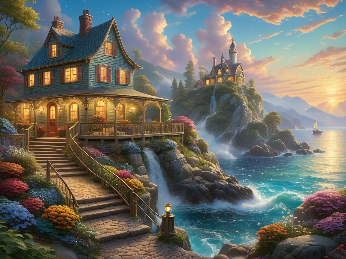 Seaside Cottage with Waterfalls and Sunset Views