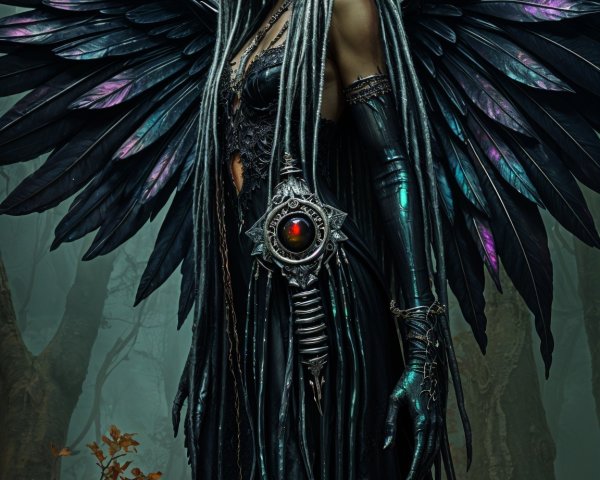 Mysterious Figure in Dark Enchanted Forest Setting