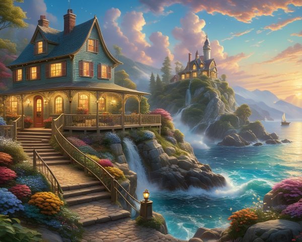 Seaside Cottage with Waterfalls and Sunset Views