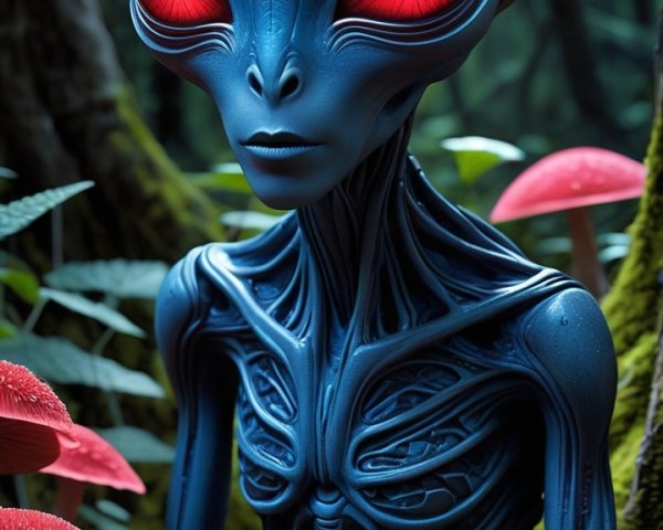Alien Creature in Mystical Forest Setting