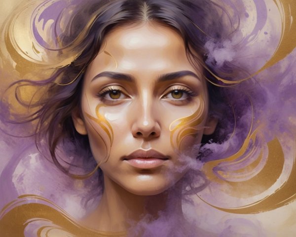 Portrait of a Woman with Soulful Eyes and Hair