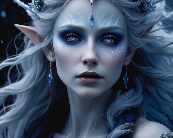 Regal Ethereal Figure in Winter-Themed Attire