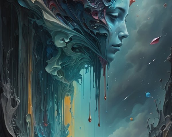 Mystical Landscape with Abstract Human Visage