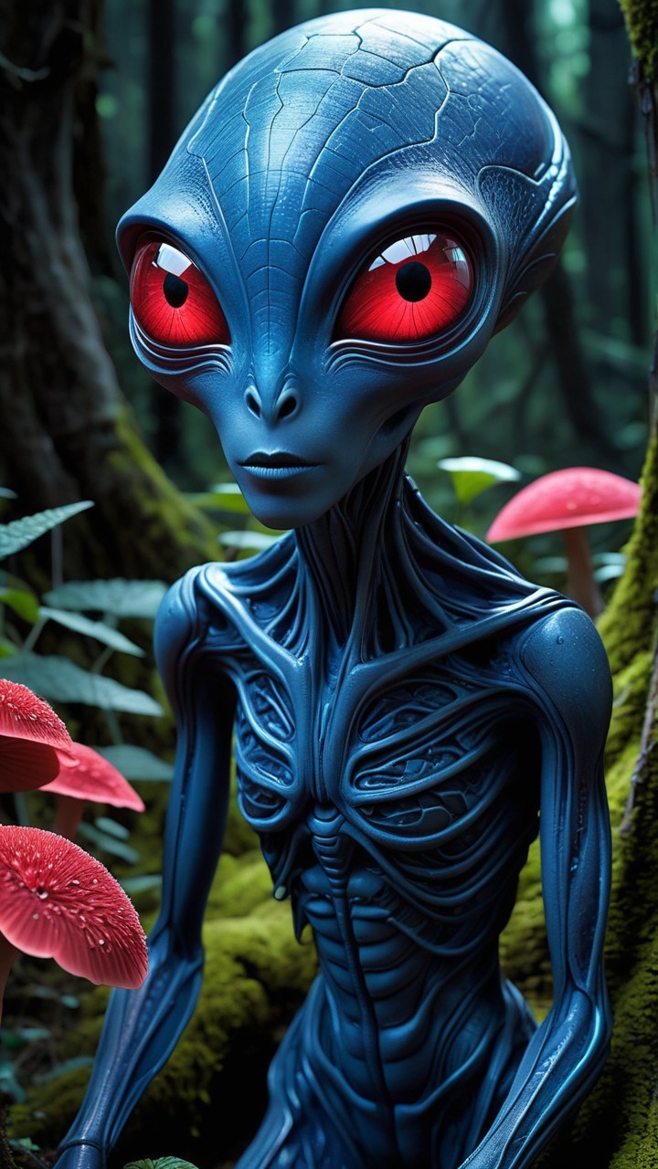 Alien Creature in Mystical Forest Setting