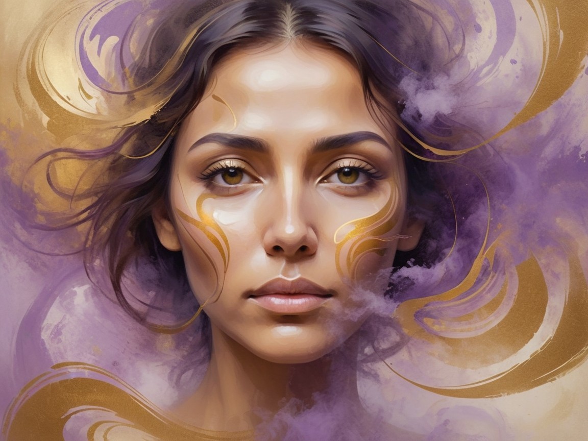 Portrait of a Woman with Soulful Eyes and Hair
