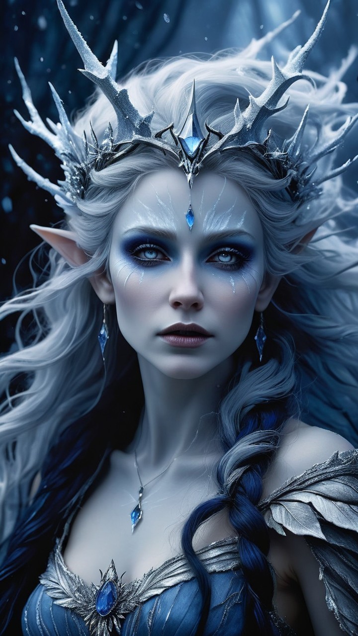 Regal Ethereal Figure in Winter-Themed Attire