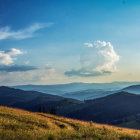 Serene Dusk Landscape with Rolling Hills and Wildflowers
