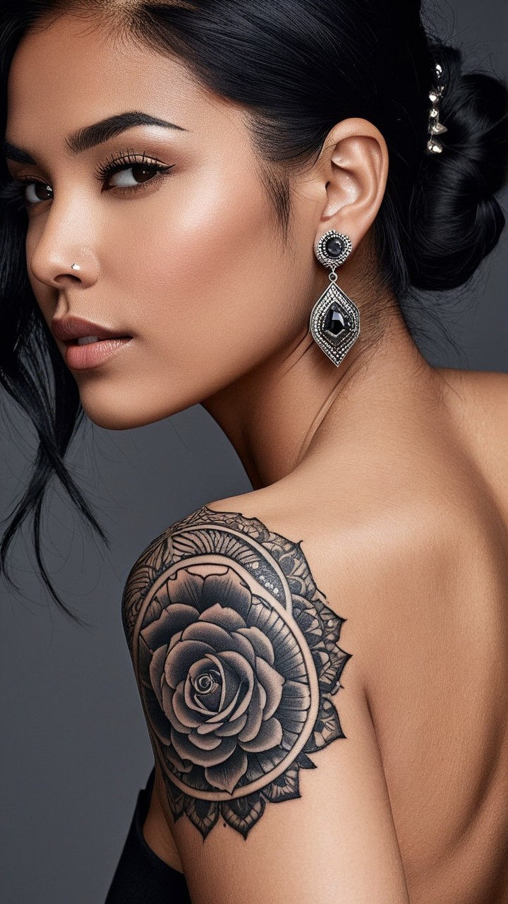 Elegant Portrait of a Young Woman with Tattoo