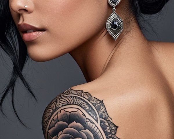 Elegant Portrait of a Young Woman with Tattoo