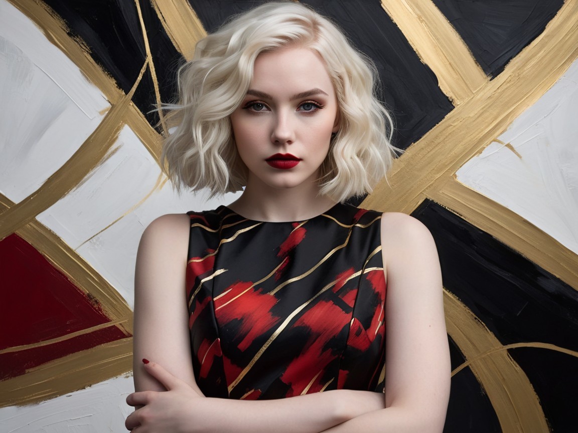 Portrait of a Young Woman in Bold Fashion and Colors