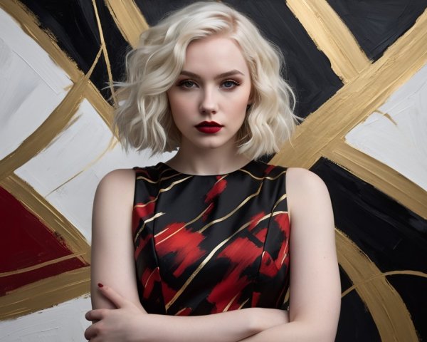 Portrait of a Young Woman in Bold Fashion and Colors