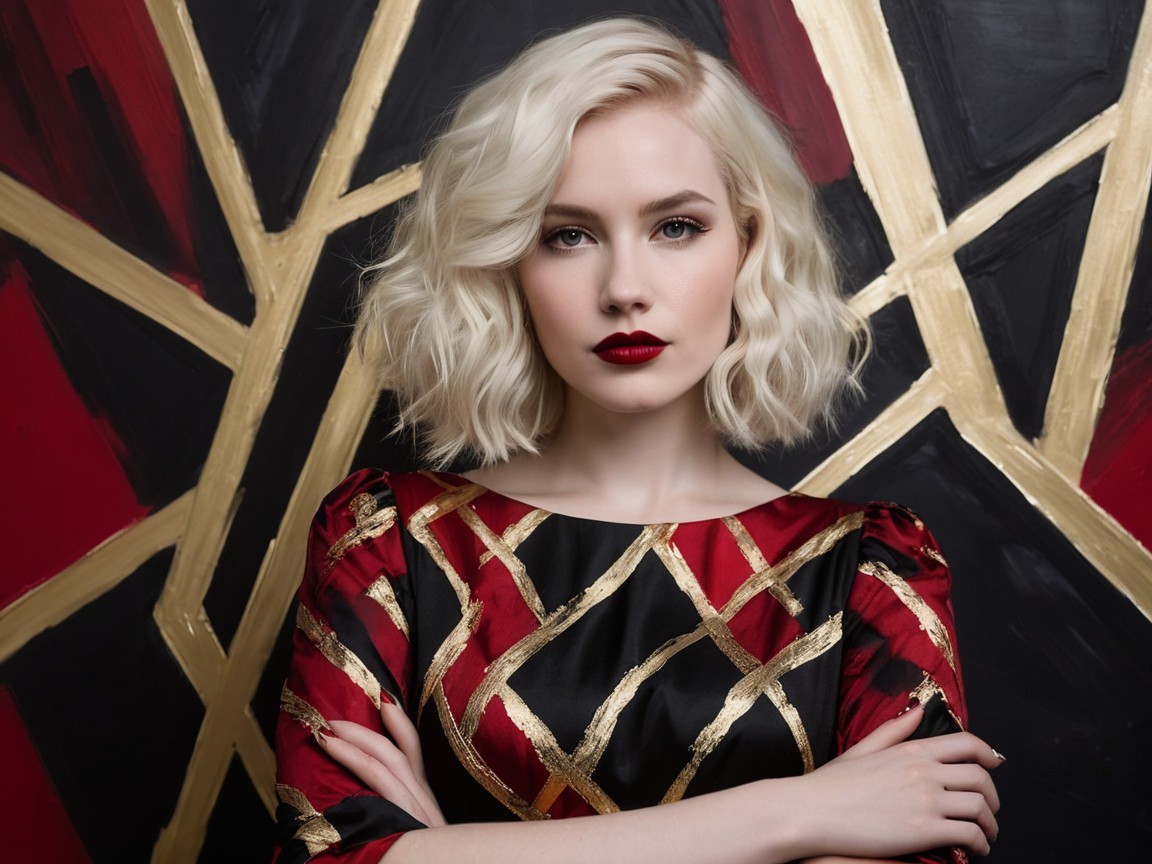 Portrait of a Young Woman in Glamorous Dress