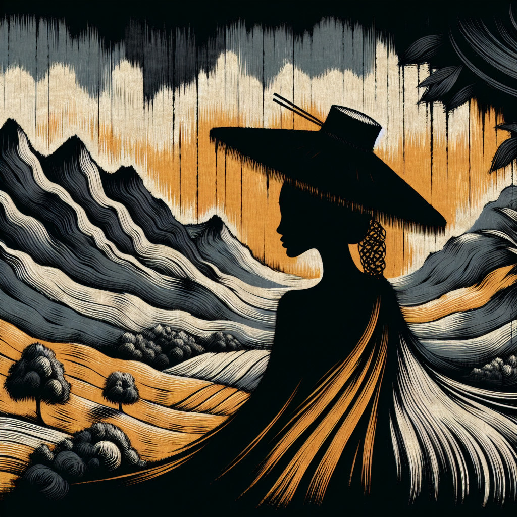 Silhouette of a Woman Against a Scenic Landscape