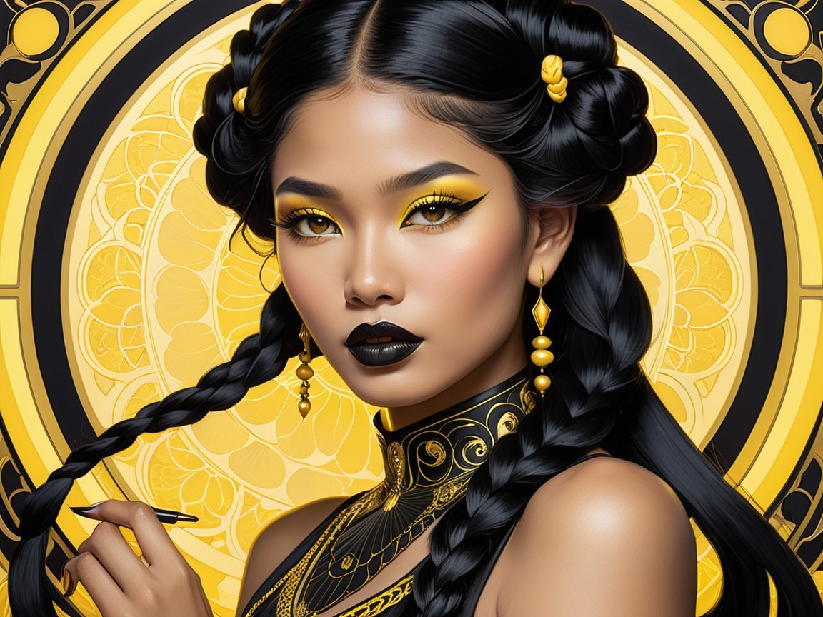Striking Portrait of a Woman in Vibrant Yellow Outfit