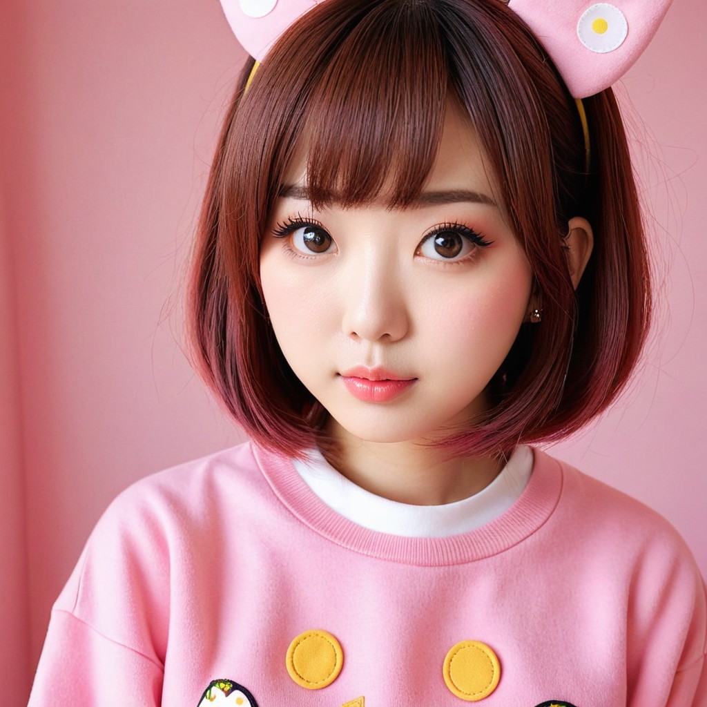 Young woman in playful pose with bunny ear headband
