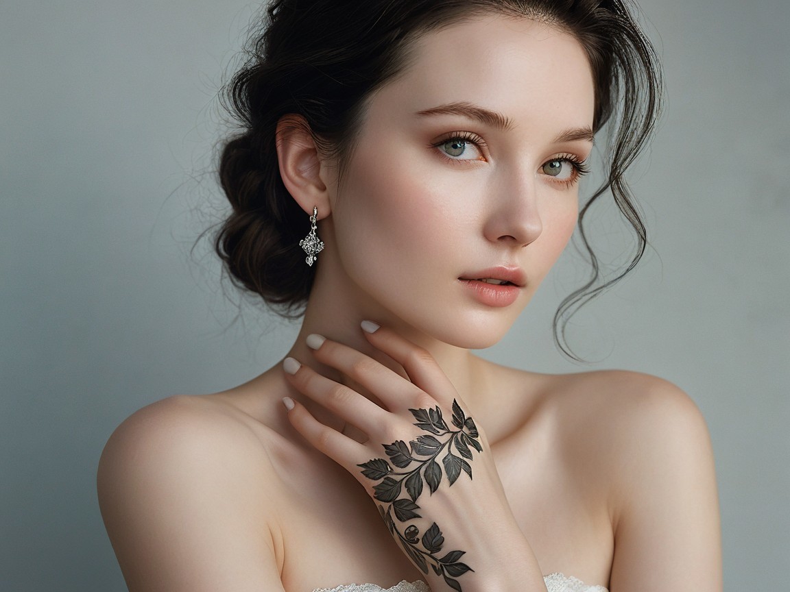 Close-up Portrait of a Young Woman with Tattoos