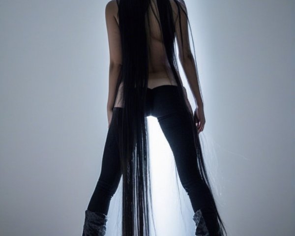 Dramatic Figure with Flowing Hair in Soft Light